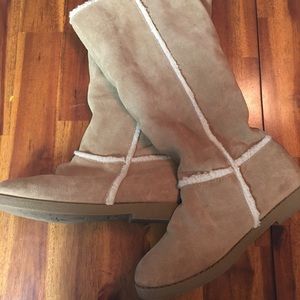 Tan suede tall boots